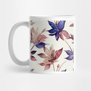 Floral Dusty Pink and Royal Blue Purple Watercolor Mug